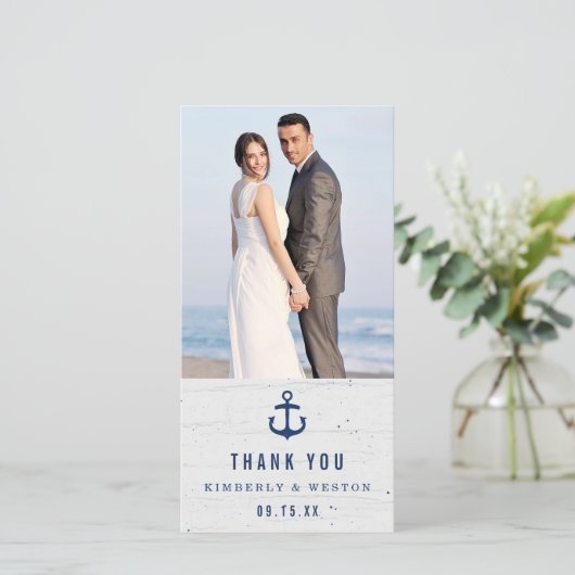 Rustic Nautical Wedding Hartelijk dank Bedankkaart (Staand voorkant)