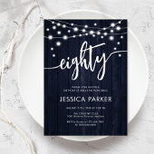 Rustic Navy 80th Birthday Party Kaart