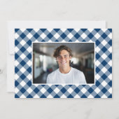 Rustic Navy Achtertuin BBQ Foto Graduation Party Kaart (Achterkant)