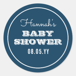 Rustic Navy Baby shower Ronde Sticker