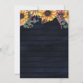 Rustic Navy Barn Wood Country Sunflower Weddenscha Kaart (Achterkant)