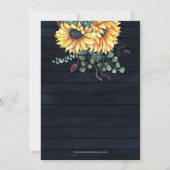 Rustic Navy Barn Wood Sunflower Vrijgezellenfeest Kaart (Achterkant)