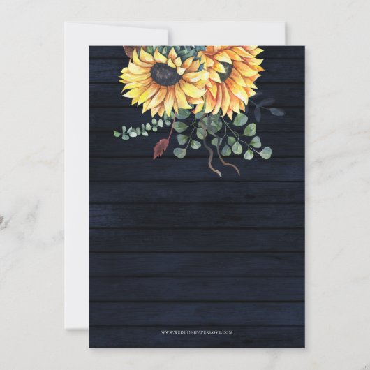 Rustic Navy Barn Wood Sunflower Vrijgezellenfeest Kaart (Achterkant)