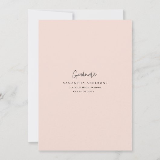 Rustic Navy Blauw & Blush Roze Bloemen Goud Lijst Kaart (Achterkant)