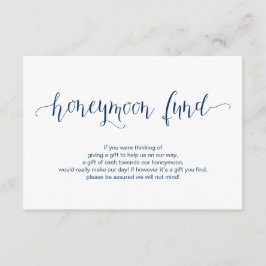 Rustic Navy Blauw lettertype, Wedding Honeymoon Fu Informatiekaartje