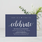 Rustic Navy Blauw Trouw Elopement Ontvangst Kaart (Staand voorkant)
