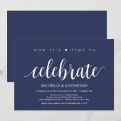 Rustic Navy Blauw Trouw Elopement Ontvangst Kaart (Voorkant / Achterkant)