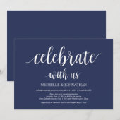 Rustic Navy Blauwe Trouw Elopement Ontvangst Kaart (Voorkant / Achterkant)