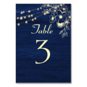 Rustic Navy Blauwe Trouwtafel Nummer Kaart (Achterkant)