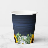 Rustic Navy Blauwe Zonnebloem|Margarine  Papieren Bekers (Achterkant)