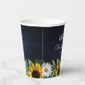 Rustic Navy Blauwe Zonnebloem|Margarine  Papieren Bekers (Rechts)