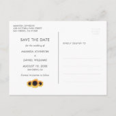 Rustic Navy Blauwe Zonnebloem Save The Date Postca Aankondigingskaart (Achterkant)