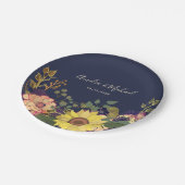 Rustic Navy Bloemen Huwelijk Papieren Bordje (Gekanteld)