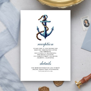 Rustic Navy Blue Anchor Rope Wedding Details Informatiekaartje