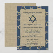 Rustic Navy Blue Bar Mitzvah Kaart (Voorkant / Achterkant)