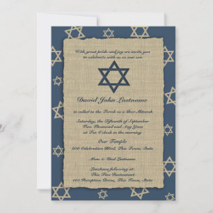 Rustic Navy Blue Bar Mitzvah Kaart