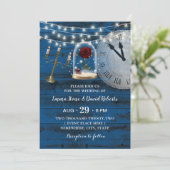 Rustic Navy Blue Barn Wood Fairytale bruiloft Kaart (Staand voorkant)