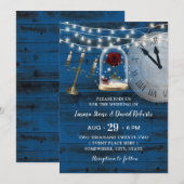 Rustic Navy Blue Barn Wood Fairytale bruiloft Kaart (Voorkant / Achterkant)