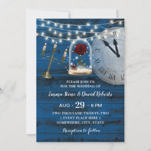 Rustic Navy Blue Barn Wood Fairytale bruiloft Kaart