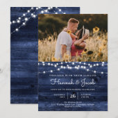 Rustic Navy Blue Barn Wood String Lights Kaart (Voorkant / Achterkant)