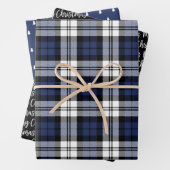 Rustic Navy Blue Black Watch Pset Merry Kerstmis Inpakpapier Vel (In situ)