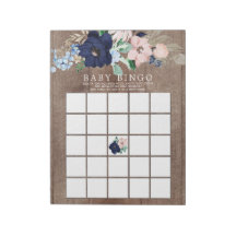 Rustic Navy Blue & Blush Baby shower Bingo Game