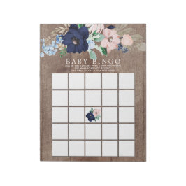 Rustic Navy Blue & Blush Baby shower Bingo Game Notitieblok