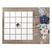 Rustic Navy Blue & Blush Baby shower Bingo Game Notitieblok (Voorkant)