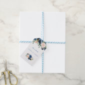 Rustic Navy Blue Blush Flowers Bloom Wedding Cadeaulabel (Met Touw)