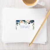 Rustic Navy Blue Blush Flowers Bloom Wedding Etiket (Insitu)