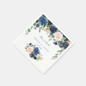 Rustic Navy Blue Blush Flowers Bloom Wedding Servet (Hoek)
