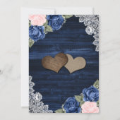 Rustic Navy Blue Blush Wood Floral Wedding Save The Date (Achterkant)