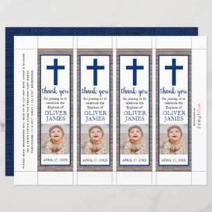 Rustic Navy Blue Boy Baptism Foto Bladwijzer
