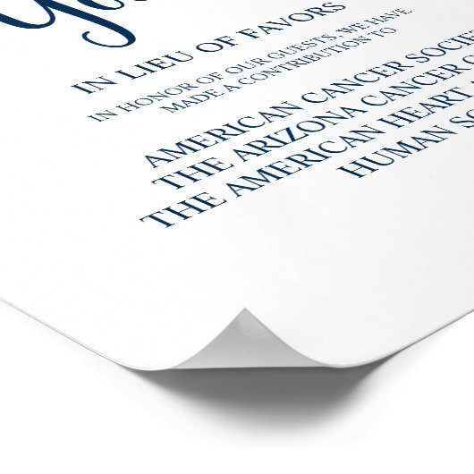 Rustic, Navy Blue, bruiloft donatie, bijdrage Poster (Hoek)