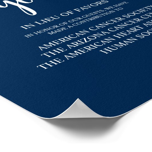 Rustic, Navy Blue, bruiloft donatie, bijdrage Poster (Hoek)