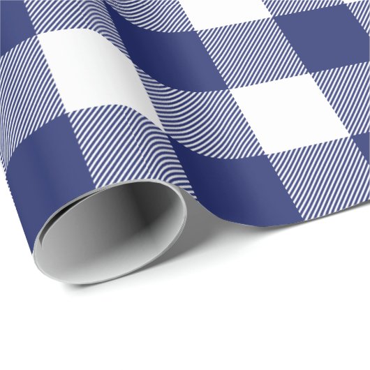 Rustic Navy Blue Buffalo Check Pattern Cadeaupapier (Rol Hoek)