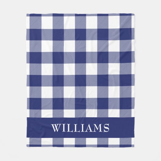 Rustic Navy Blue Buffalo Check Pattern Fleece Deken (Voorkant)