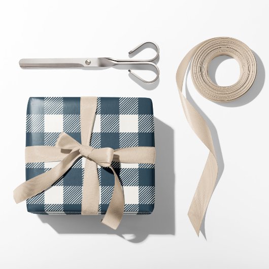 Rustic Navy Blue Buffalo Plaid Cadeaupapier