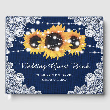 Rustic Navy Blue Burlap en Lace Sunflower Wedding