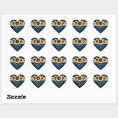 Rustic Navy Blue Burlap en Lace Sunflower Wedding Hart Sticker (Vel)