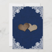 Rustic Navy Blue Burlap Lace Sunflower Wedding Kaart (Achterkant)