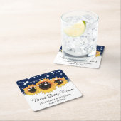 Rustic Navy Blue Burlap Lace Sunflower Wedding Kartonnen Onderzetters (Insitu)