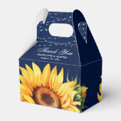 Rustic Navy Blue Burlap Sunflower Wedding Bedankdoosjes (Achterkant)