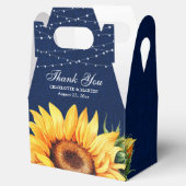 Rustic Navy Blue Burlap Sunflower Wedding Bedankdoosjes (Geopend)