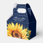 Rustic Navy Blue Burlap Sunflower Wedding Bedankdoosjes (Voorkant Zijde)