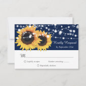 Rustic Navy Blue Burlap Sunflower Wedding RSVP (Voorkant)