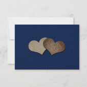Rustic Navy Blue Burlap Sunflower Wedding RSVP Kaartje (Achterkant)