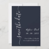 Rustic Navy Blue Elegant Modern Save the Date (Voorkant)