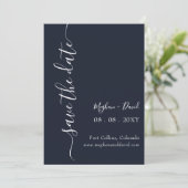 Rustic Navy Blue Elegant Modern Save the Date (Staand voorkant)