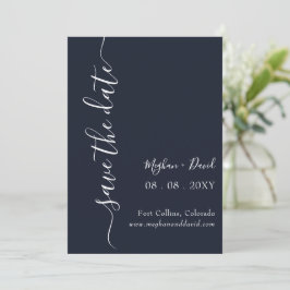 Rustic Navy Blue Elegant Modern Save the Date